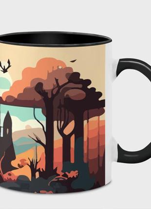 Чашка з принтом «autumn castle - huf&sya» (колір чашки на вибір)
