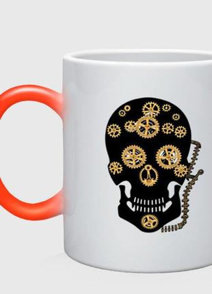Чашка з принтом  керамічний «череп лого» (колір чашки на вибір)