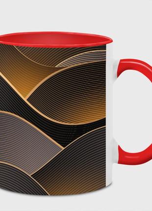 Чашка с принтом  «золотой линейный фон» (цвет чашки на выбор)