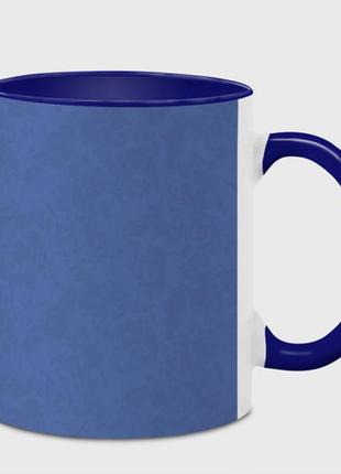 Чашка с принтом  «приглушенный синий текстурированный» (цвет чашки на выбор)