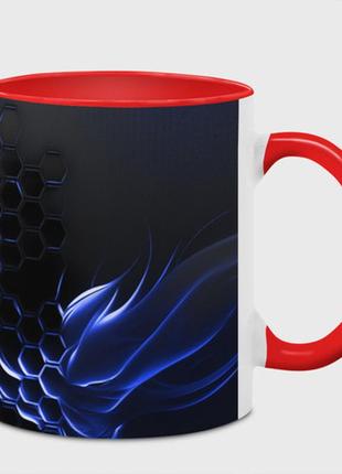Чашка с принтом  «синие объемные плиты» (цвет чашки на выбор)