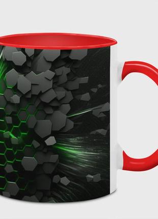 Чашка з принтом  із повним запечаткою «вибух зелених плит» (колір чашки на вибір)