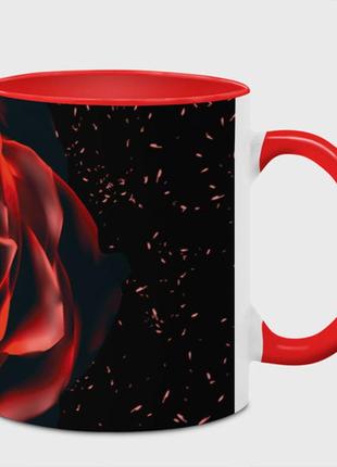 Чашка с принтом  «роза на чёрном» (цвет чашки на выбор)