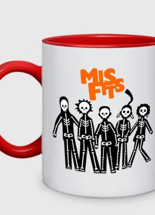 Чашка з принтом  двоколірний «misfits — скелети» (колір чашки на вибір)