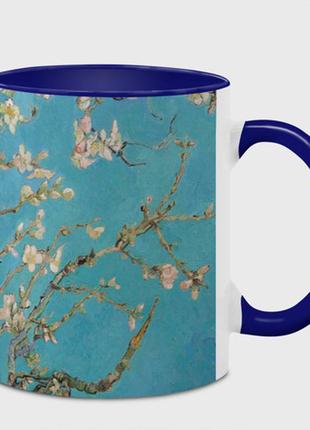 Чашка с принтом  «цветущий миндаль ван гог» (цвет чашки на выбор)