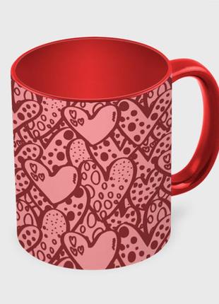 Чашка з принтом  «сердечний принт» (колір чашки на вибір)3 фото