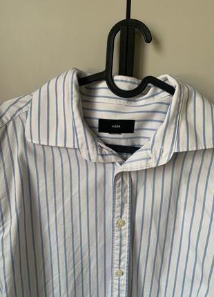 Базовая трендовая рубашка удлиненная от h&amp;m в полоску2 фото