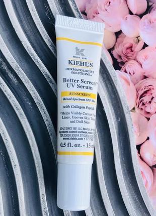 ✔️оригінал легка сонцезахисна сироватка з пептидом колагену kiehl`s kiehls better black uv serum sunblack broad spectrum spf 50+