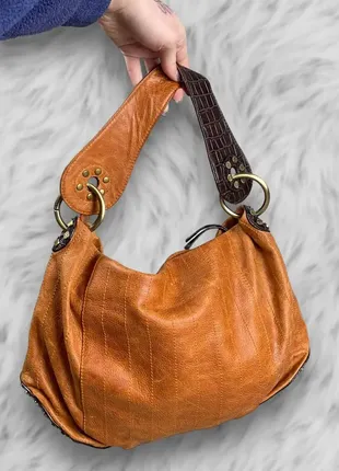 Рідкісна вінтажна шкіряна сумка dolce & gabbana ( з бірками) з кількома кишенями та двома ремешками6 фото