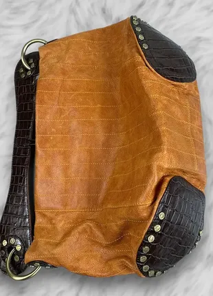 Рідкісна вінтажна шкіряна сумка dolce & gabbana ( з бірками) з кількома кишенями та двома ремешками8 фото