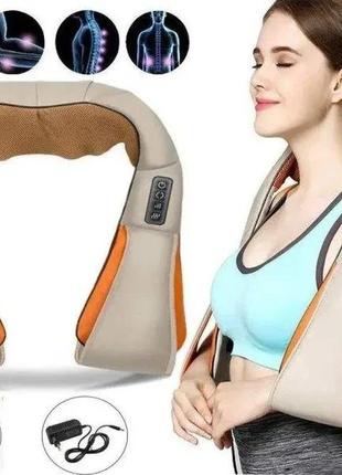 Массажер роликовый для шеи плеч и спины massager of neck kneading с прогревом и пультом шиацу1 фото