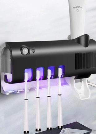 Тримач для зубних щіток з ультрафіолетовою дезінфекціями та дозатор зубної пасти