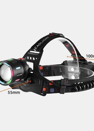Ліхтар налобний night vision fluorescence sy-8087-pm10-tg, 2x18650, signal light, fluoreccent patch, зп type-c2 фото