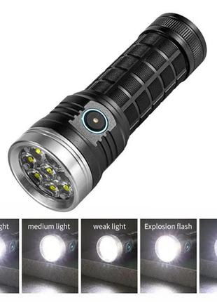 Фонарь ручной high power flashlight w5185-8xhp360 usb 1х18650, индикация заряда, зу type-c, box