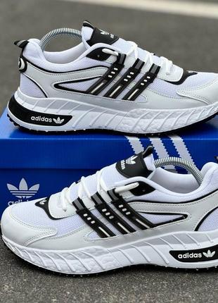 Замшеві чоловічі демісезонні спортивні кросівки adidas білі2 фото