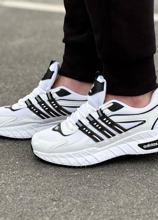 Замшеві чоловічі демісезонні спортивні кросівки adidas білі6 фото