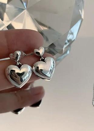 Женские серьги из стерлингового серебра s925 пробы в форме сердечка