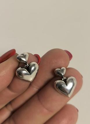 Женские серьги из стерлингового серебра s925 пробы в форме сердечка4 фото