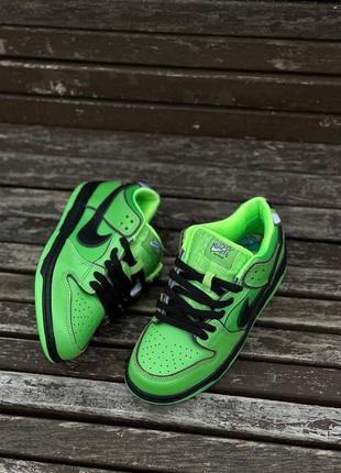 Женские кроссовки sb dunk "powerpuff girls - buttercup"