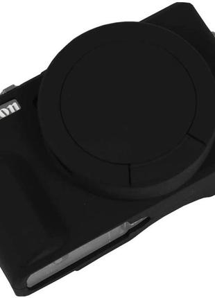 Защитный силиконовый чехол с крышкой для фотоаппаратов canon g7x mark iii - черный