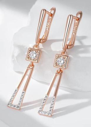 Сережки kinel,  комбіноване покриття рожева позолота +родій.4,5/0,6см