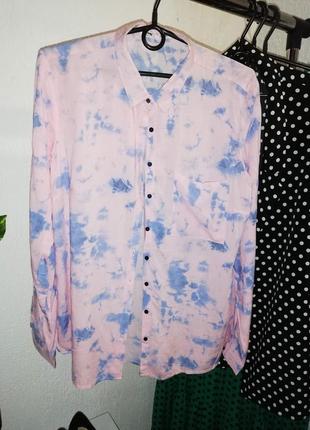 Рубашка tie-die нежно розовая с голубым4 фото