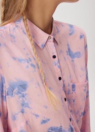 Рубашка tie-die нежно розовая с голубым2 фото