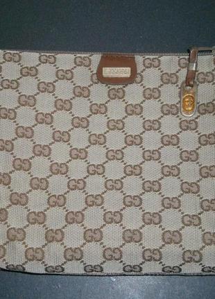 Vintage gucci toiletry bag canvas/leather trim оригинал 2