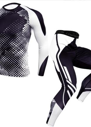 Комплект для тренувань компресійний одяг lhpwtq 3xl чорно-білий1 фото