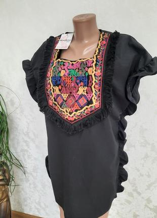 Блуза сорочка рубаха вишиванка этно стиль рюші2 фото