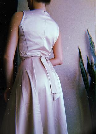 Плаття довжини міді розово-золотого кольору, платье3 фото