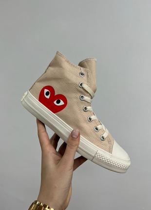 Кеди кросівки converse x comme des garcons play high top beige10 фото