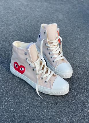 Кеди кросівки converse x comme des garcons play high top beige5 фото