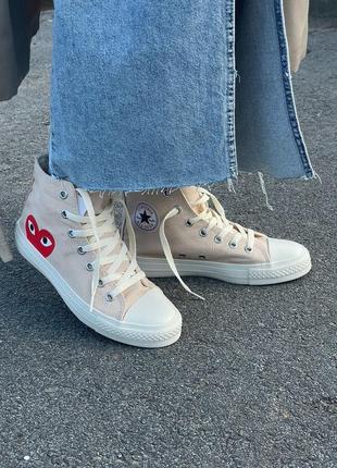 Кеди кросівки converse x comme des garcons play high top beige1 фото