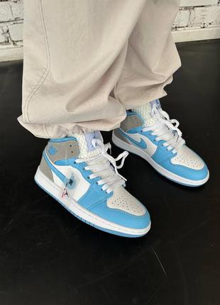 Кросівки nike air jordan retro 1 “blue / grey” premium