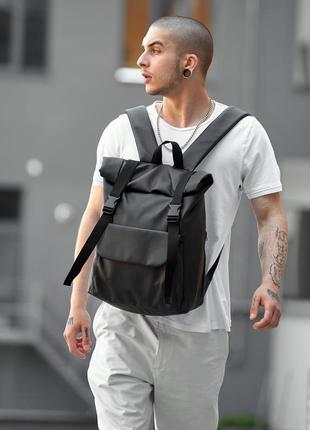 Чоловічий рюкзак ролл sambag rolltop milton чорний з клапаном