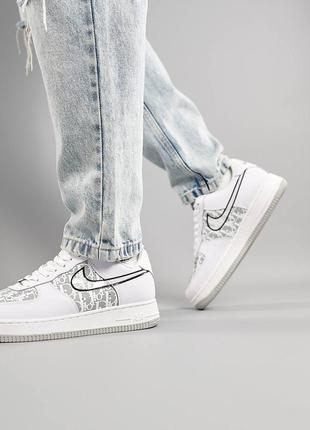 Мужские кроссовки nike air force 1 x dior white grey7 фото