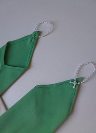 Нарядні перчатки під сукню зелені матові4 фото