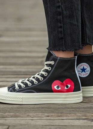 Женские высокие кеды convers x  comme des garçons play1 фото