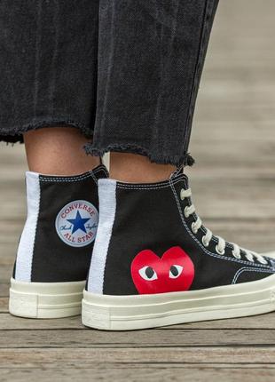 Женские высокие кеды convers x  comme des garçons play5 фото