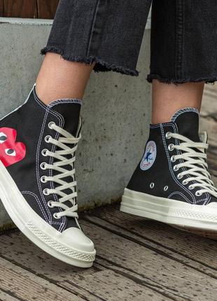 Женские высокие кеды convers x  comme des garçons play4 фото