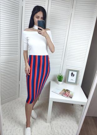 Спідниця-міді в смужку bershka, p-p s eur