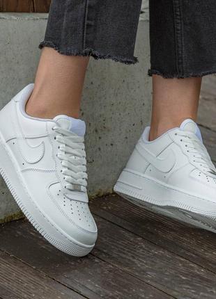 Женские кожаные кроссовки nike air force 1 premium #найк4 фото