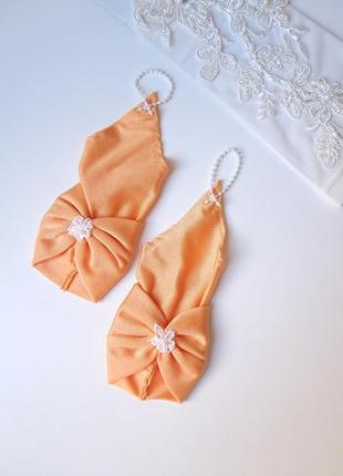 Нарядные перчатки под платье оранжевые1 фото