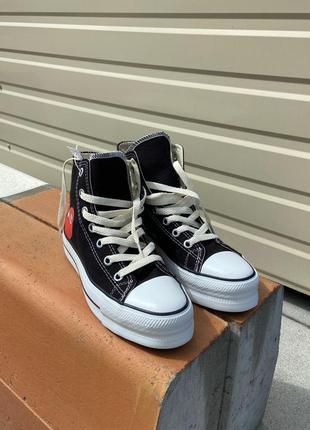 Кроссовки кеды converse x comme des garcons play high top platform black6 фото