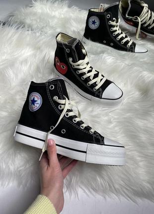 Кроссовки кеды converse x comme des garcons play high top platform black5 фото