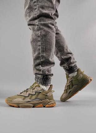 Мужские кроссовки adidas originals ozweego khaki1 фото