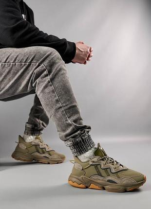 Мужские кроссовки adidas originals ozweego khaki2 фото