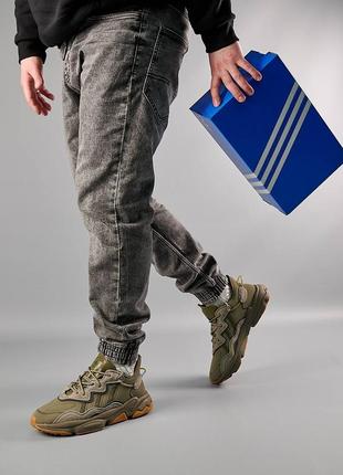 Мужские кроссовки adidas originals ozweego khaki3 фото