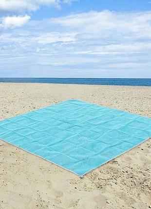 Большой сетчатый пляжный коврик 200х200 см retoo голубой2 фото